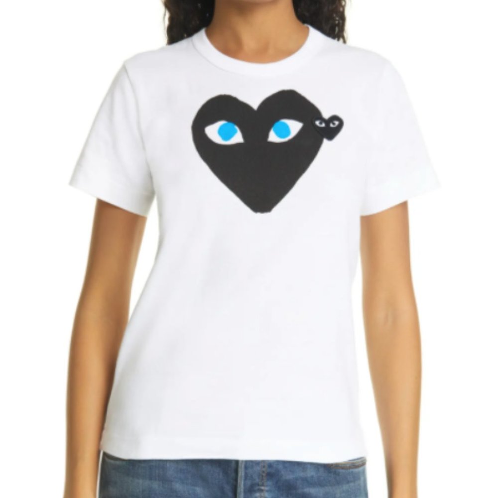 COMME DES GARÇONS PLAY Heart Face Graphic Tee M